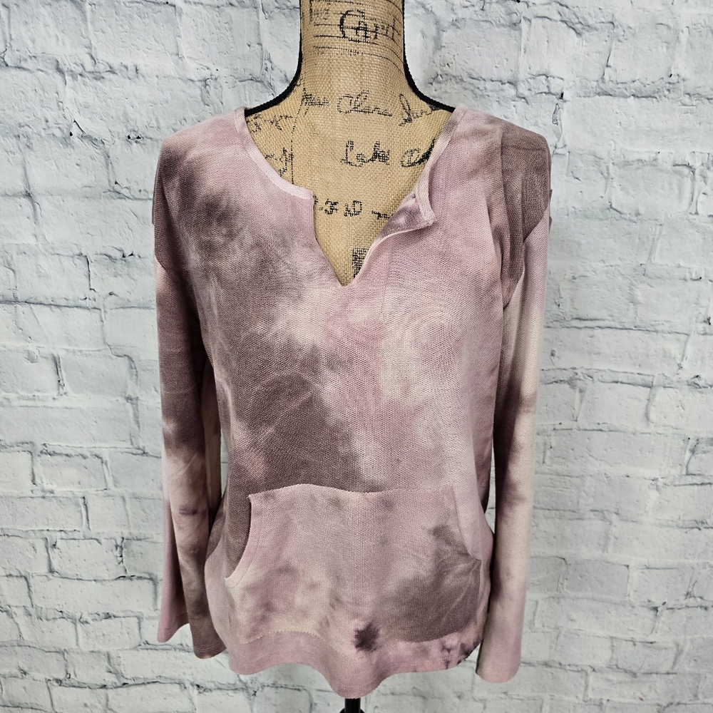 Wallflower sweater top Sz L tie dye long sleeve casual pocket ACL